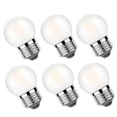 Imagem de Lâmpadas LED G40 G14 Filamento Globo Noite 1 Watt Baixo Watt Pequeno Estilo Edison, Fosco Equivalente a 15W Base E26 E27 2700K Branco Macio Banheiro Varanda Outdoor Corda Lâmpadas, Pacote com 6