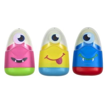 Imagem de Apontador Escolar Com Deposito e Borracha De Monstrinho Kaz (Amarelo)