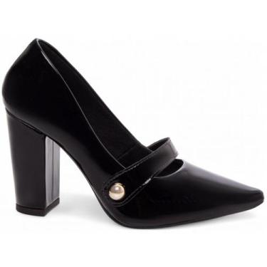 Imagem de Scarpin Sapato Salto Alto Grosso Bico Fino Tira Feminino 9cm EMILY ONL