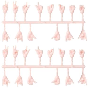 Imagem de GORGECRAFT 4 conjuntos de mini peças de mão de plástico para substituição de peças de mão de boneca conector de gestos realistas fantoches de dedo móveis miniaturas falsas bonecas longas para fazer