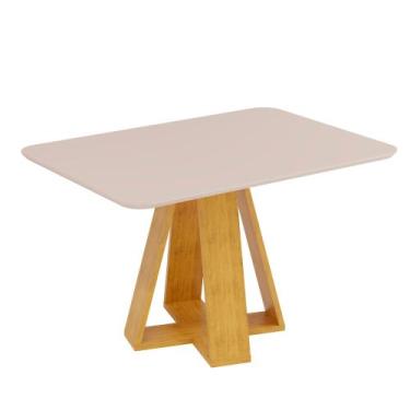 Imagem de Mesa de Jantar Retangular 4 Lugares Tampo Chanfrado Curvo 120cm com Vi