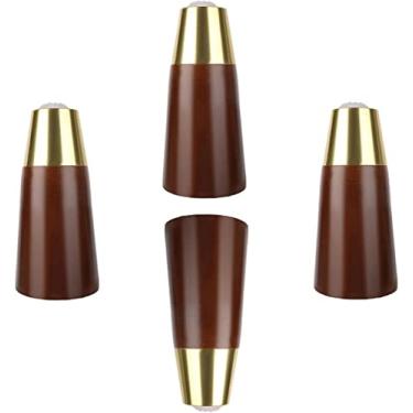 Imagem de XWZFFAI Conjunto de 4 pernas de móveis de madeira maciça, pernas de sofá modernas, pernas de mesa de escritório redondas afuniladas, pés de armário grossos de madeira de borracha, com 12 parafusos e