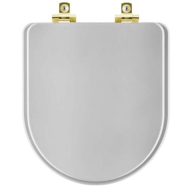 Imagem de Assento Sanitário Soft Close Carrara Cinza Real Para Vaso Deca Com Ferragem Dourada