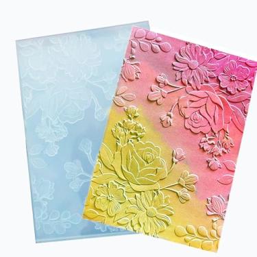 Imagem de Arbuya Pastas de plástico 3D em relevo para fazer cartões, 3 D, flores, folhas, textura, pasta de gravação para scrapbooking, papel, artesanato, decoração de casa