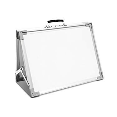Imagem de CUTPOIY Quadro branco pequeno apagável a seco com alça mesa dobrável mini cavalete portátil quadro de notas magnético dupla face