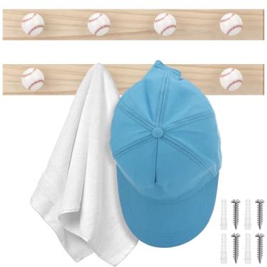 Imagem de Leinuosen 2 ganchos para casacos de beisebol montados na parede de madeira, porta-chaves vintage, tema esportivo, decoração de parede para toalhas, bolsas, chapéus, chaves, casacos