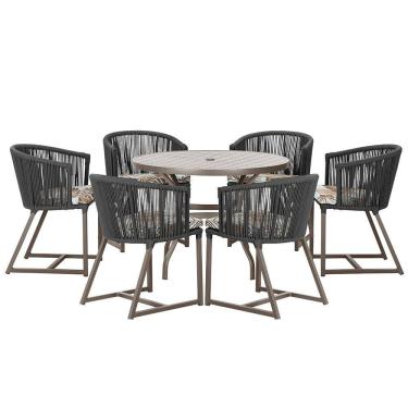 Imagem de Mesa com 6 Cadeiras de Jantar Roma 120cm e Noronha em Alumínio