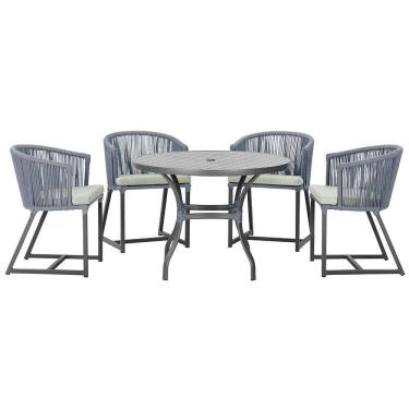 Imagem de Mesa com 4 Cadeiras de Jantar Roma 100cm e Noronha em Aluminío