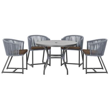 Imagem de Mesa com 4 Cadeiras de Jantar Roma 100cm e Noronha em Aluminío
