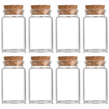 Imagem de EWEIGEER 8 garrafas de vidro pequenas de 45 ml com rolha de cortiça, garrafa decorativa, frascos de frascos, frasco de armazenamento fofo, garrafa de desejos 37 x 60 mm (1,46 x 2,36 polegadas)