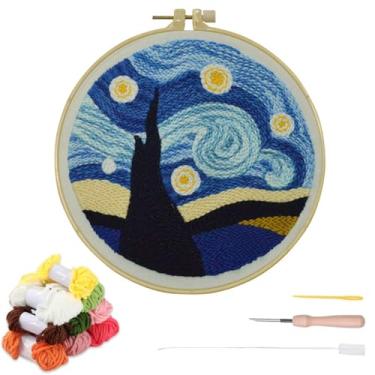 Imagem de YEESAM ART Kit de agulhas de perfuração com padrões encantadores de visão do céu noturno, conjunto completo de bordado de agulha de perfuração DIY com ferramenta de argola, artesanato fácil para