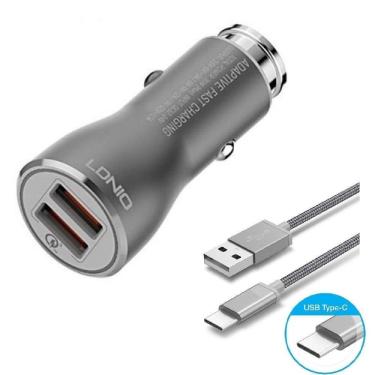 Imagem de Carregador Veicular Usb Turbo Qualcomm 3.0 Com Cabo Type C
