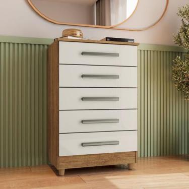 Imagem de Comoda 5 Gavetas Paola Cor Cedro Areia - Rud Rack