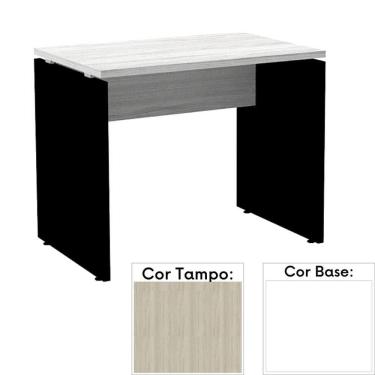 Imagem de Mesa de Escritório Pé Painel PE25 em MDP 150 x 60 cm Cor Nogueira CasaBlanca e Base Branca