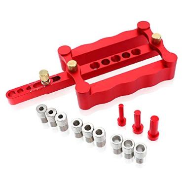 Imagem de Joywayus Gabarito de cavilha autocentralizante, acessórios de gabarito de cavilhas imperiais, guia de perfuração de furo de cavilha de madeira, ferramentas para trabalhar madeira