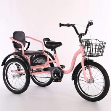 Imagem de Bicicletas De Três Rodas Para Crianças Meninos Meninas, Triciclo 16 18 Bicicletas De 3 Rodas Bicicletas De Cruzeiro Confortável De Dois Lugares, Design De Alça Conveniente