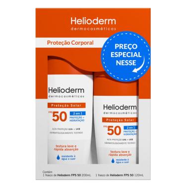 Imagem de Kit Helioderm Protetor Solar Corporal 2 Em 1 Fps50 200ml +120ml