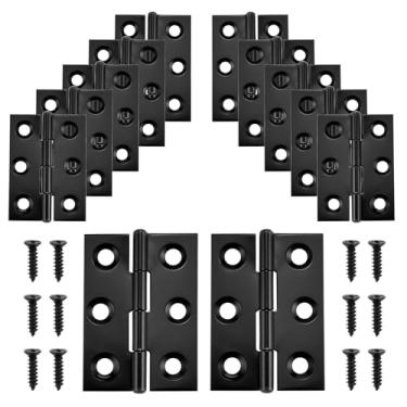 Imagem de 12 peças pequenas dobradiças de porta, mini dobradiças dobráveis de aço inoxidável de 5 cm com 72 parafusos, ferragens para móveis de armário de piano doméstico para porta, baú de madeira, gaveta