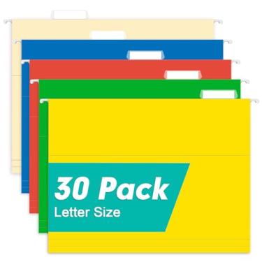 Imagem de Pastas de arquivo suspensas, pacote com 30 pastas suspensas reforçadas tamanho carta da HERKKA projetadas para arquivos volumosos, tabelas médicas, cores sortidas