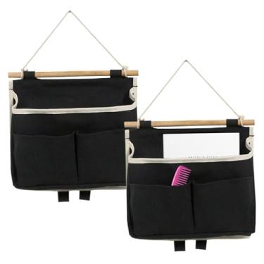 Imagem de Cesta de parede pendurada, bolsa de armazenamento para pendurar na parede, pacote com 2 cestas, organizador de armário com ganchos para armário, porta, quarto, banheiro, escritório, casa, cozinha