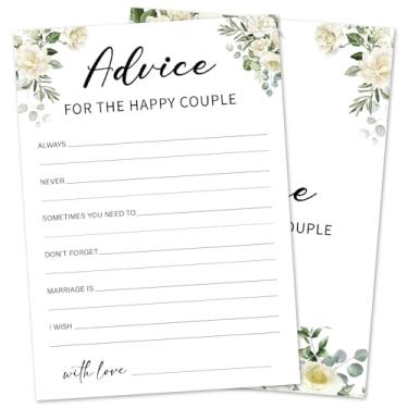 Imagem de Jogos de chá de panela de eucalipto 30 convidados, cartas de conselhos de casamento jogos de noiva para chuveiros, conselhos e desejos de rosa branca para o Sr. e Sra. Suprimentos de atividade de