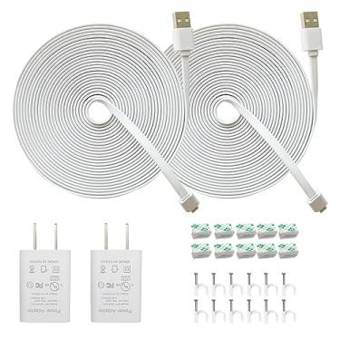 Imagem de Cabo de extensão à prova de intempéries de 6,8 m para Wyze Cam V3, WyzeCam ao ar livre, Arlo Pro 2/Essential, Eufy, Simpliisafe, Furbo Dog, KasaCam, Yi, câmera, cabo de carregamento com adaptador para câmera de segurança, pacote com 2