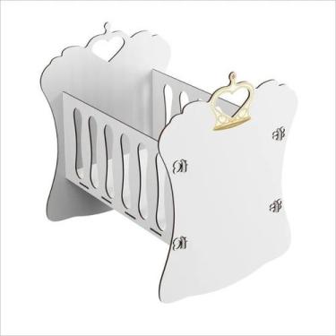 Imagem de Berço MDF Boneca Reborn Branco com Coroa Recorte - Ofertamo, Branco