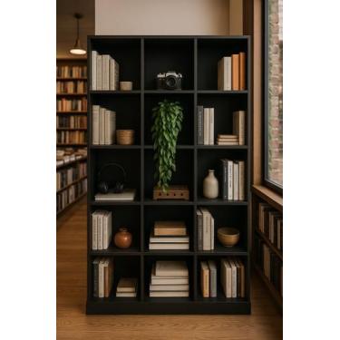 Imagem de Armário Colmeia Com 15 nichos Estante Organizador Livreiro Preto Para 