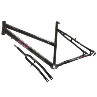 Imagem de Quadro Aro 26 Ultra Bikes em Aço Carbono com Garfo Feminino, Preto fos