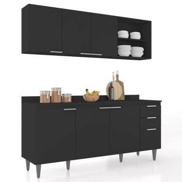 Imagem de Armário de Cozinha Com Tampo CP10 180cm Pérola Preto Z34      - Mpozenato
