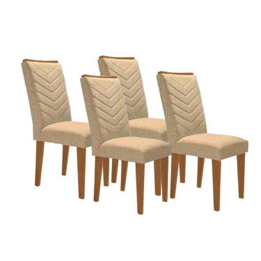 Imagem de Cadeira Sala de Jantar Londrina Kit 4 Un Capuccino/Linho Bege Turim - Rufato