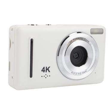 Imagem de Yunseity Câmera Digital 4K de Foco Automático de 64MP para Fotografia Com Tela de 2,4 Polegadas, Alunos Adolescentes, Câmera de Viagem (WHITE)