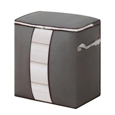 Imagem de Bolsa de armazenamento de roupas espessadas espessadas não tecidas à prova de poeira em grande capacidade, multifuncional zíperes de vestuário de roupas de armazenamento para (Cinza vertical