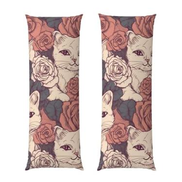 Imagem de Capa de travesseiro corporal com zíper oculto, fronha longa de microfibra macia e respirável para travesseiro corporal, capas de travesseiro de gato rosa para dormir, presente de cama, 50 x 137 cm