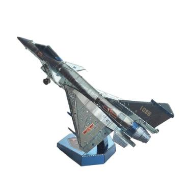 Imagem de Almencla Conjunto de blocos de construção de caças 3D Kits de modelos de metal DIY Kit de avião modelo moderno Kit de construção de modelo de brinquedo para, Multicolorido