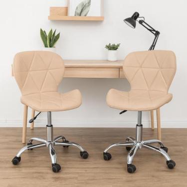 Imagem de Kit 02 Cadeiras De Escritório Slim Ergonômica Giratória Couro Diversas