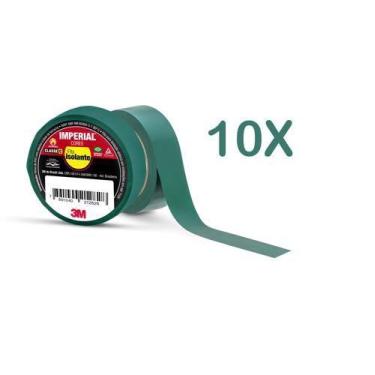 Imagem de Fita isolante imperial verde 3m 18 mm x 10 mt kit 10 peças