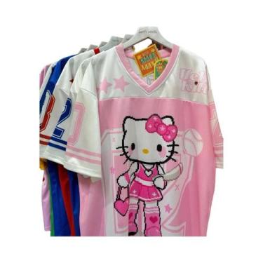 Imagem de Camiseta Hello Kitty Com Decote Em V Para Mulheres E Homens, Leve, Res
