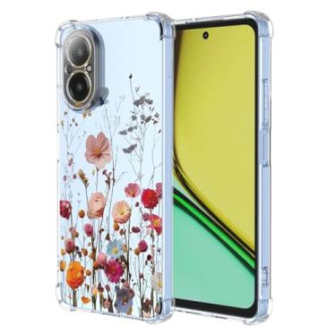 Imagem de RRXSYXL Capa para Oppo Realme C67 4G com estampa floral transparente, capa macia à prova de choque para Oppo Realme C67 4G, linda flor