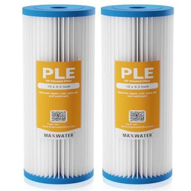 Imagem de Max Water Filtro de água de sedimento plissado de 10 mícrons 10 x 4,5, cartucho de substituição lavável para sistemas BB Whole House de 10 polegadas compatível com R50-BBSA, FXHSC, WFHDC3001, W50PEHD