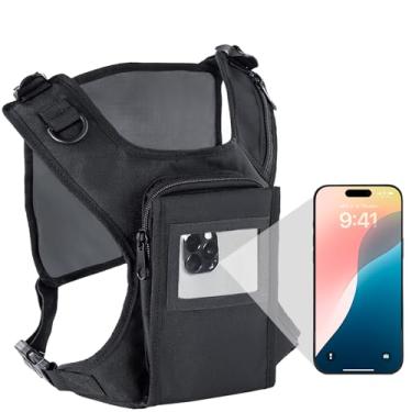 Imagem de Bolsa de peito – Bolsa tática de peito e colete de corrida com bolso para tela sensível ao toque, transporte oculto, acesso com zíper duplo, tiras refletoras – treino, caminhada, ciclismo e transporte