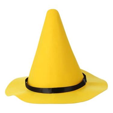 Imagem de Luxshiny Chapéu de bruxa de Halloween, chapéu de feiticeiro de feltro, chapéu de, de Halloween, cosplay, festa, baile de máscaras, acessório amarelo