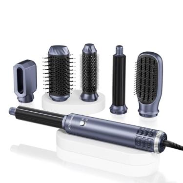 Imagem de Atopskins Conjunto de escova para secador de cabelo 6 em 1 e modelador de ar quente, escova de secador de cabelo iônica negativa, ferramentas de modelagem de cabelo para secagem rápida, alisamento e