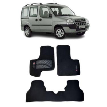 Imagem de Jogo Tapete Carpete Fiat Doblo 2005 a 2014 Com Logo Bordado Preto-400.