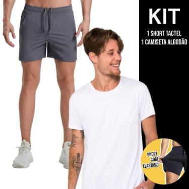 Imagem de Kit Camiseta Masculina ALGODÃO Camisa Academia Corrida Casual + Shorts