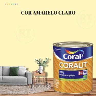 Imagem de Tinta Esmalte Sintético Base Água Cor Amarelo 800ml Coral Coralit Tota
