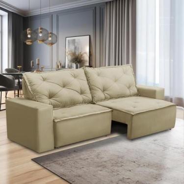 Imagem de Sofá Retrátil e Reclinável 3 lugares com Molas 1,80m Aline Suede Bege 