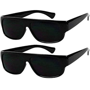 Imagem de ShadyVEU Óculos de sol super escuros 100% proteção UV Categoria 4 Flat Top OG Eazy E Shades, Pacote com 2, preto, Medium