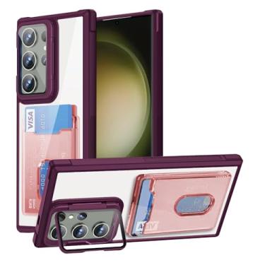 Imagem de Capa carteira transparente com suporte para lentes de câmera e cartão para Samsung Galaxy S24 Fe S23 Ultra Plus S21 S20 A16 A06 A55 A35 A34 (para Samsung A05 4G/Wine)