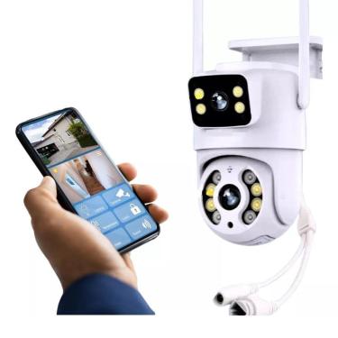 Imagem de Câmera IP Wi-Fi Lentes DUPLA Externa Prova D`água Infravermelho HD 1080P